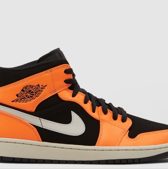 Air Jordan 1 Mid Size 10 Mens Black/ Cone - Picture 5 of 12